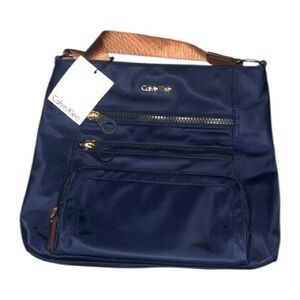Calvin Klein Navy Crossbody Bag with Tan Accents